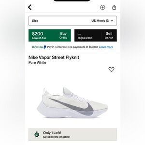 Nike men’s Vapor Street Flyknit size 13